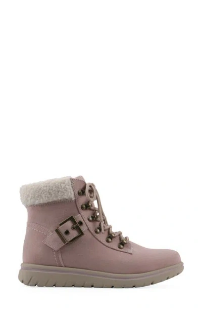 Cliffs By White Mountain Hadrian Faux Shearling Cuff Hiker Bootie In Pink
