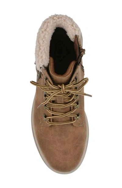 Cliffs By White Mountain Hadrian Faux Shearling Cuff Hiker Bootie In Brown