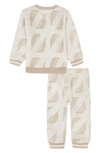 Nautica Sail Print Velour Sweater & Pants Set In Neutral