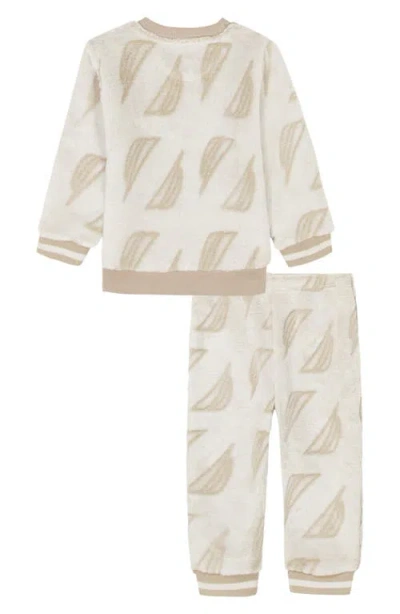 Nautica Sail Print Velour Sweater & Pants Set In Neutral