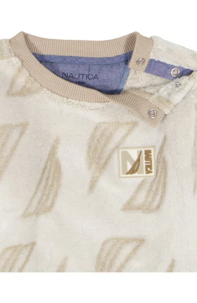 Nautica Sail Print Velour Sweater & Pants Set In Neutral