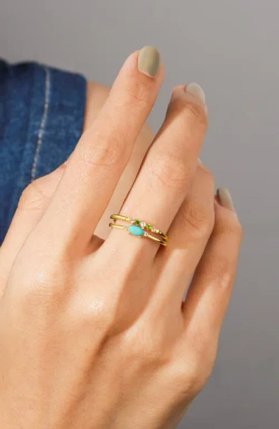 Ys Gems Set Of 2 Turquoise Rings In Blue