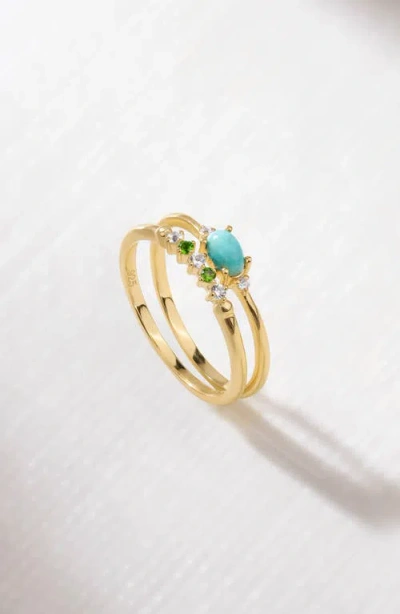 Ys Gems Set Of 2 Turquoise Rings In Blue