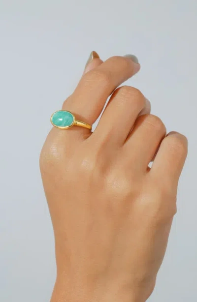 Ys Gems Amazonite Solitaire Ring In Blue