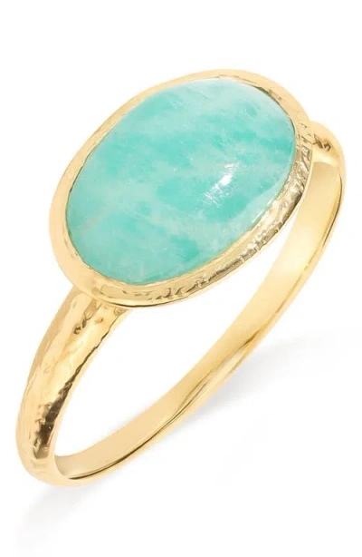 Ys Gems Amazonite Solitaire Ring In Blue