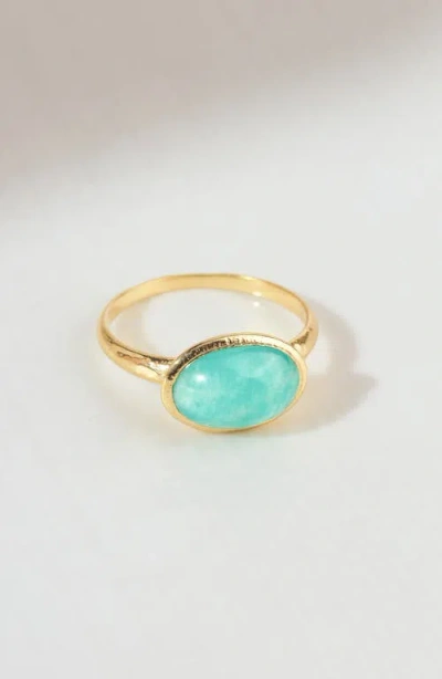 Ys Gems Amazonite Solitaire Ring In Blue
