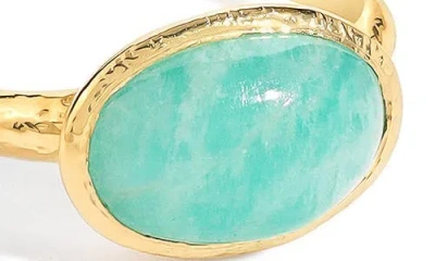 Ys Gems Amazonite Solitaire Ring In Blue