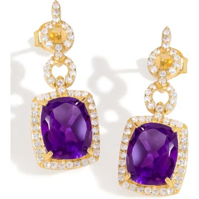 Ys Gems Halo Drop Earrings In Purple