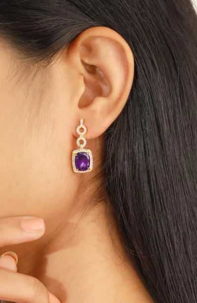 Ys Gems Halo Drop Earrings In Purple