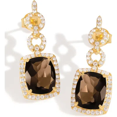 Ys Gems Halo Drop Earrings In Brown
