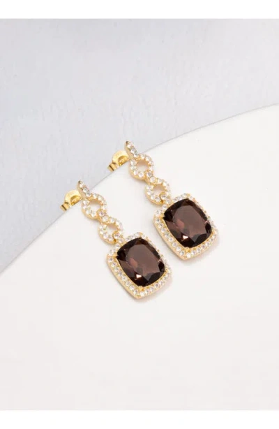 Ys Gems Halo Drop Earrings In Brown