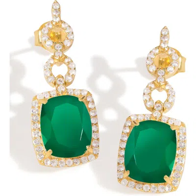 Ys Gems Halo Drop Earrings In Green