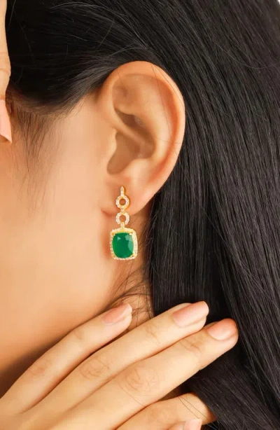 Ys Gems Halo Drop Earrings In Green