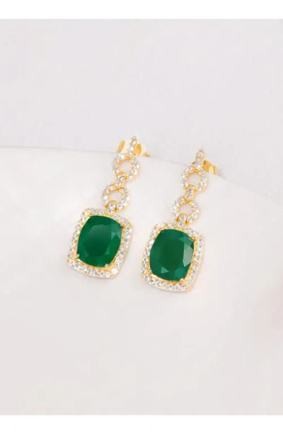 Ys Gems Halo Drop Earrings In Green