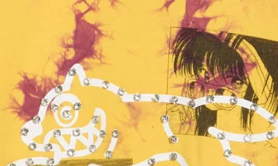 Icecream Dine & Dash Beaded Oversize Graphic T-shirt In Yellow