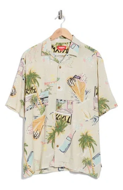 Icecream Diner Camp Shirt In Nude