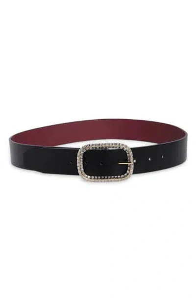 Steve Madden Rhinestone Buckle Faux Leather Belt In Multi