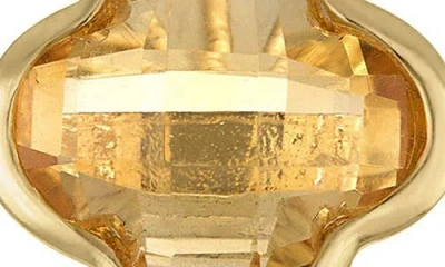 Fzn 10k Gold Gemstone Clover Stud Earrings