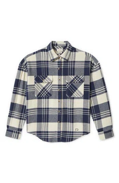 Brixton Bowery Standard Fit Plaid Heavyweight Cotton Flannel Button-up Shirt In Blue