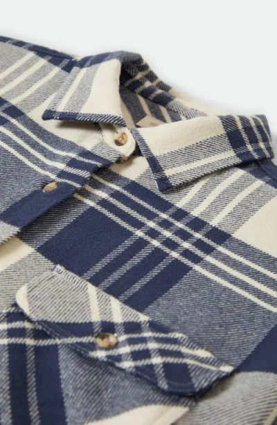 Brixton Bowery Standard Fit Plaid Heavyweight Cotton Flannel Button-up Shirt In Blue