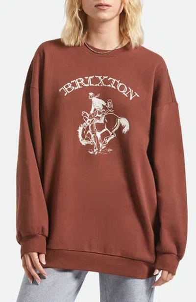 Brixton Western Crewneck Sweatshirt In Brown