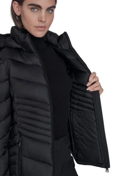 Calvin Klein Water Resistant Chevron Quilted Puffer Jacket In Black