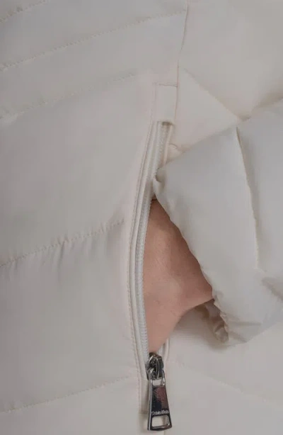 Calvin Klein Water Resistant Chevron Quilted Puffer Jacket In White