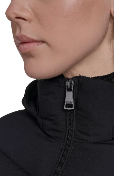 Calvin Klein Water Resistant Chevron Quilted Puffer Jacket In Black