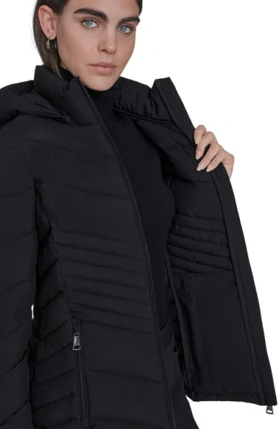 Calvin Klein Water Resistant Chevron Quilted Puffer Jacket In Black