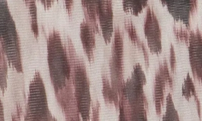 Nicole Miller Mock Neck Long Sleeve Ruched Mesh Top In Multi