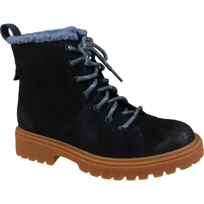 Mykos Suede Fleece Lined Combat Boot In Black