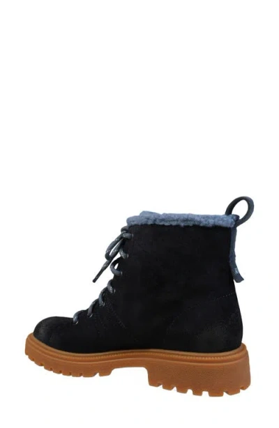 Mykos Suede Fleece Lined Combat Boot In Black