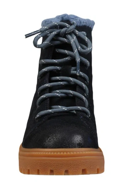 Mykos Suede Fleece Lined Combat Boot In Black