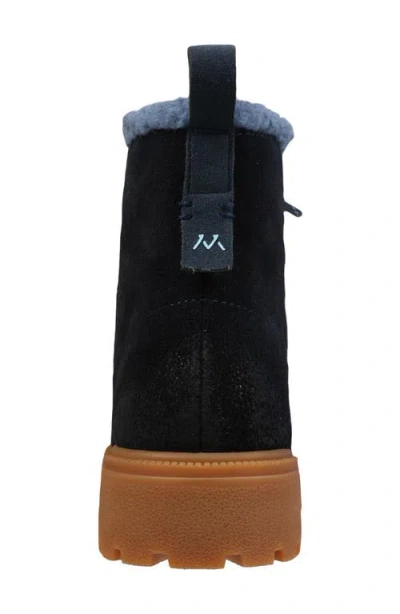 Mykos Suede Fleece Lined Combat Boot In Black