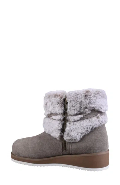 Mykos Suede Faux Fur Cuff Boot In Gray