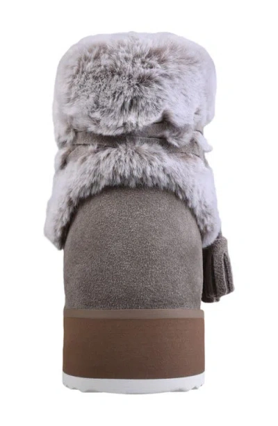 Mykos Suede Faux Fur Cuff Boot In Gray