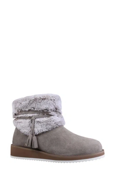 Mykos Suede Faux Fur Cuff Boot In Gray
