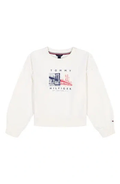 Tommy Hilfiger Big Girls French Terry Color Block Crewneck Sweatshirt In Neutral