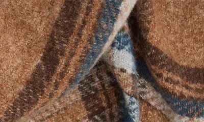 Saachi Plaid Triangle Knit Trim Shawl