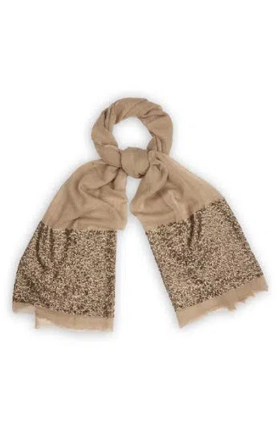 Saachi Sequin Wool Formal Scarf In Sand