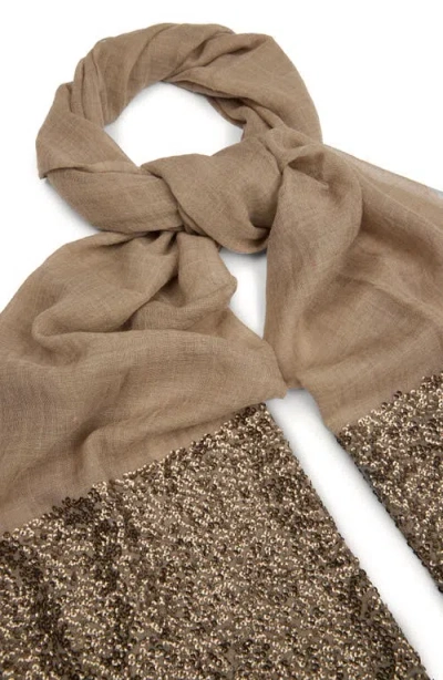 Saachi Sequin Wool Formal Scarf In Sand