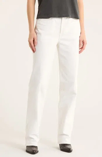 Buck Mason Rider High Waist Straight Leg Twill Jeans In White