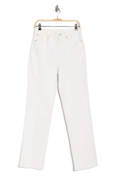 Buck Mason Rider High Waist Straight Leg Twill Jeans In White