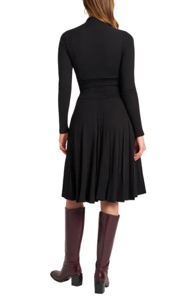 Matty M . Mock Neck Long Sleeve Dress In Black