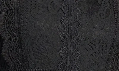 Matty M . Lace Mock Neck Long Sleeve Chiffon Dress In Black