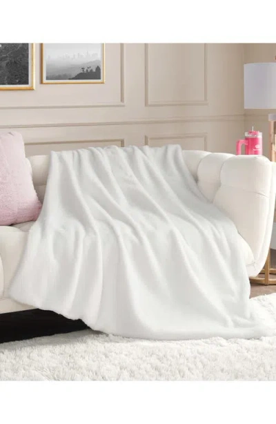 Juicy Couture Plush Throw Blanket In White