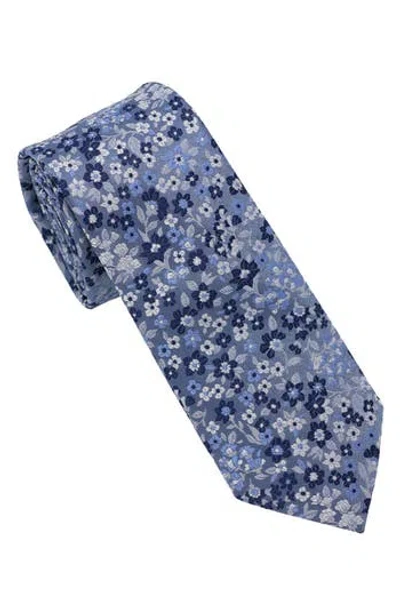 Ben Sherman Floral Jacquard Slim Tie In Blue