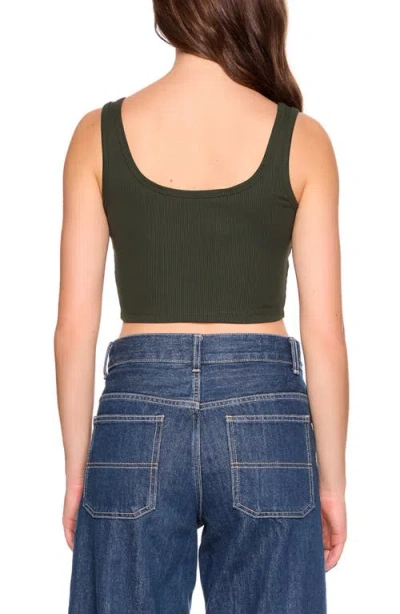 Susana Monaco Rib Scoop Neck Crop Tank In Green