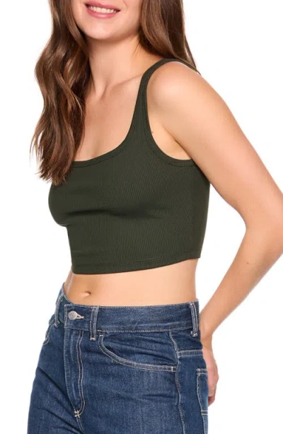 Susana Monaco Rib Scoop Neck Crop Tank In Green