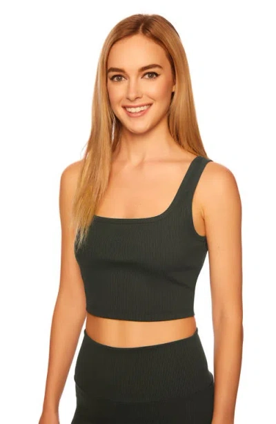 Susana Monaco Rib Scoop Neck Crop Tank In Green